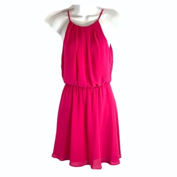 Lush Hot Pink Halter Dress Size Small - Picture 2 of 14